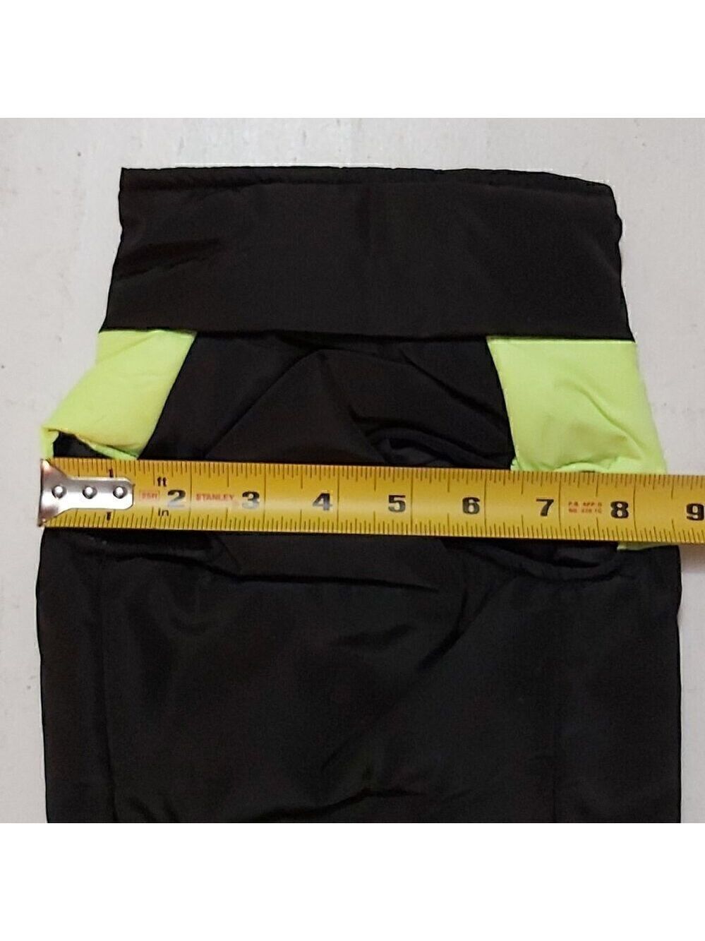 Black Dog Winter Coat with Fluorescent Green Stripe - Zipper Closure, Size Large - Picture 4 of 7
